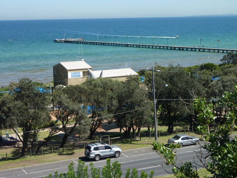 Frankston - Views of Frankston Waterfront and Port Phillip from west end of High Street: View towards coast guard and Frankston Pier