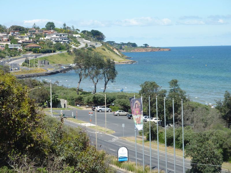 Frankston - Views of Frankston Waterfront and Port Phillip from west end of High Street: South-westerly view towards Olivers Hill and bay