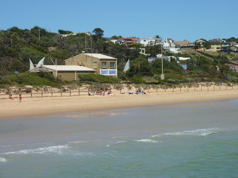 Frankston - Frankston Waterfront and Frankston Pier, Pier Promenade: View from pier towards coast guard