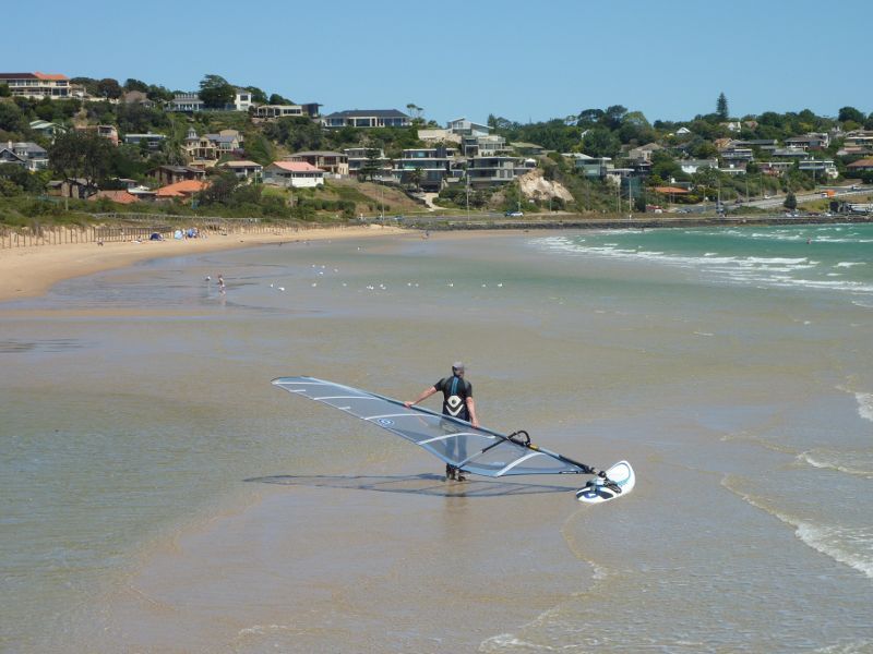 Frankston - Frankston Waterfront and Frankston Pier, Pier Promenade: Southerly view across beach from pier