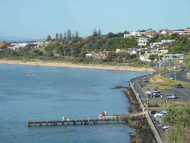 Frankston - Olivers Hill, Nepean Highway: View down to jetty and boat ramp