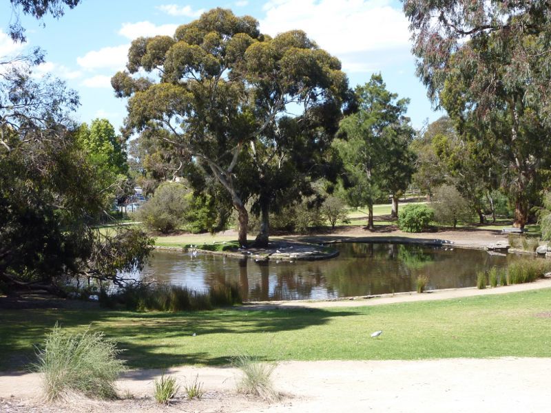 Frankston - George Pentland Botanic Gardens: Lawns at lake