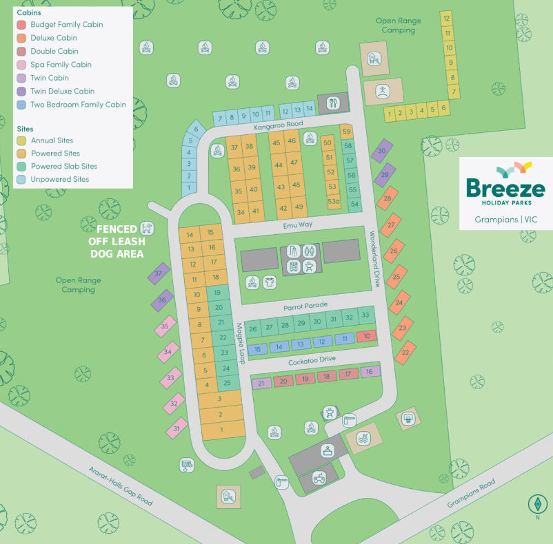 Breeze Holiday Parks Grampians - Park map
