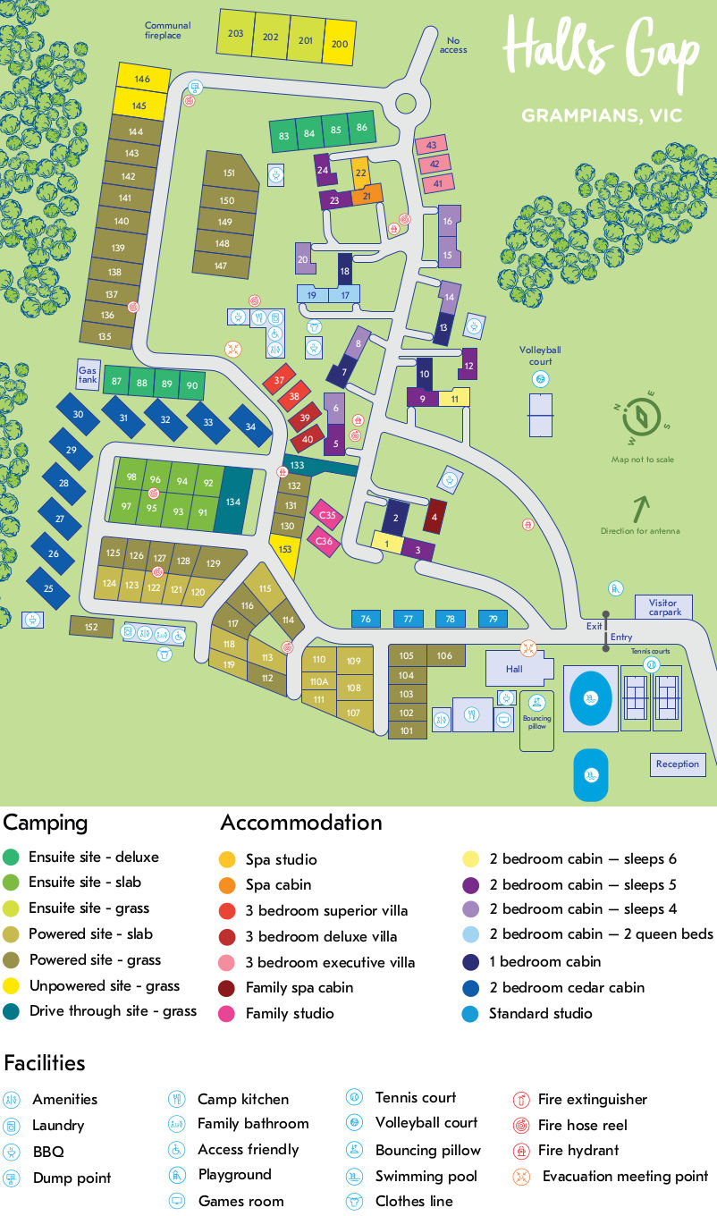NRMA Halls Gap Holiday Park - Park map