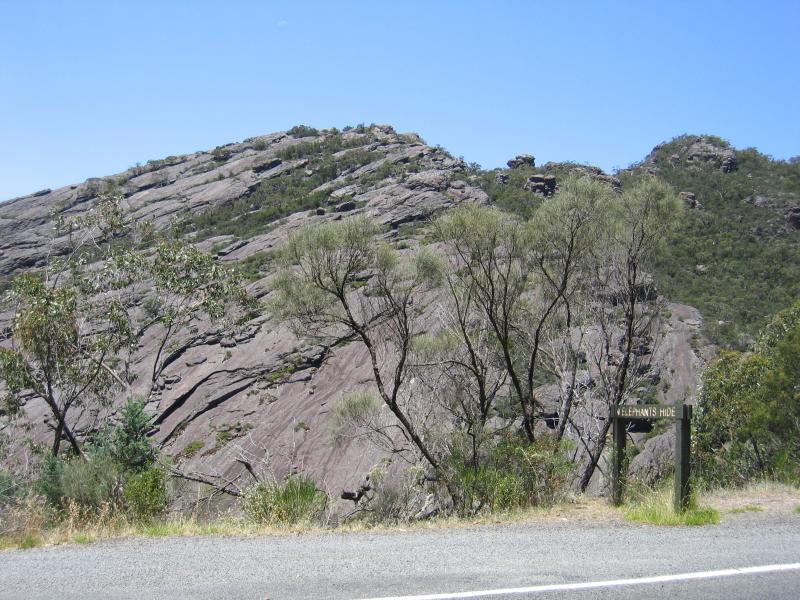Halls Gap - Mount Victory Road - Elephants Hide rock formation, 1.5 km west of Grampians Rd