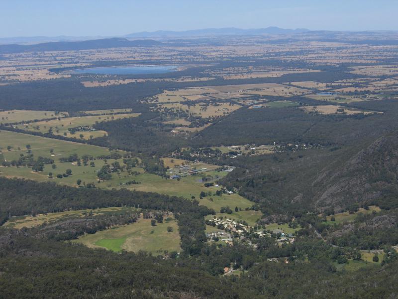 Halls Gap - Boroka Lookout, Mount Difficult Road: View east towards Lake Fyans