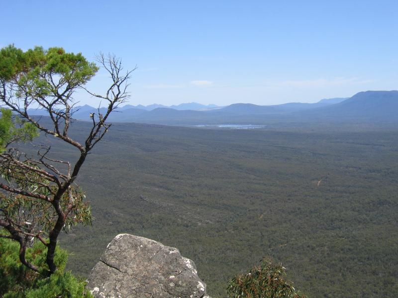 Halls Gap - Reed Lookout, Mount Victory Road: View south towards Moora Moora Reservoir