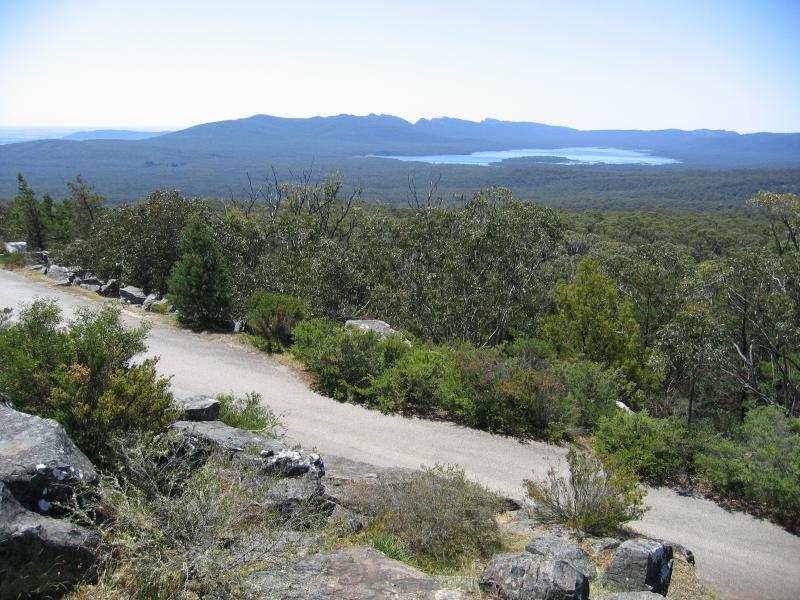 Halls Gap - Reed Lookout, Mount Victory Road: View north towards Lake Wartook