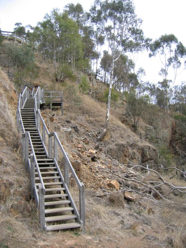 Hamilton - Nigretta Falls: Steps from lookout at car park down to base of falls