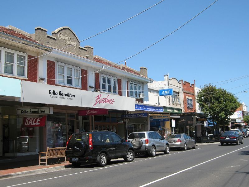 Hampton - Shops and commercial centre, Hampton Street: Shops along west side of Hampton St between Willis St and Thomas St