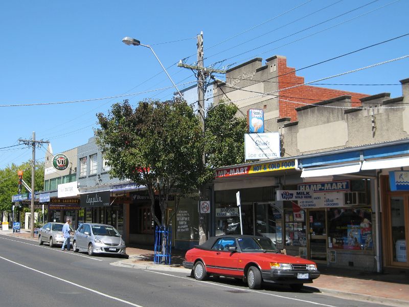 Hampton - Shops and commercial centre, Hampton Street: Shops along west side of Hampton St between Small St and Crisp St
