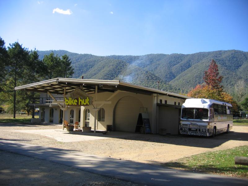 Harrietville - Shops and commercial centre, Great Alpine Road - Bike Hut, Great Alpine Rd between Hoskings La and Bon Accord Track
