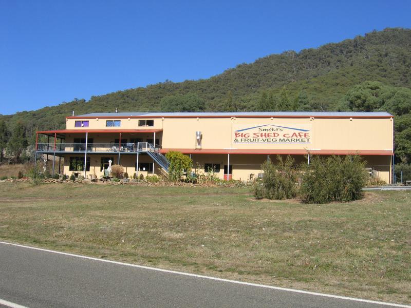 Harrietville - Smoko, Great Alpine Road 10 kilometres north of Harrietville: Smoko's Big Shed Cafe and Fruit & Veg Market