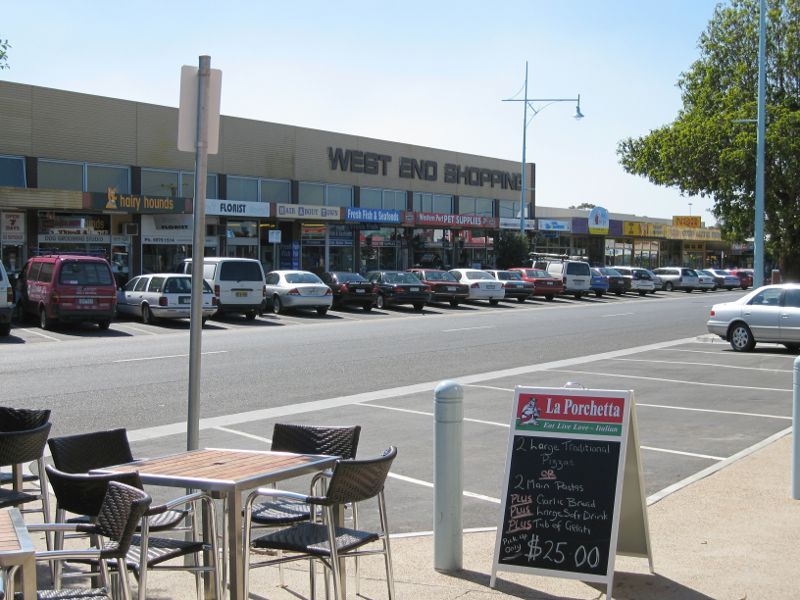 Hastings - Commercial centre and shops, High Street precinct: West End Shopping strip, view east along High St towards Alfred St