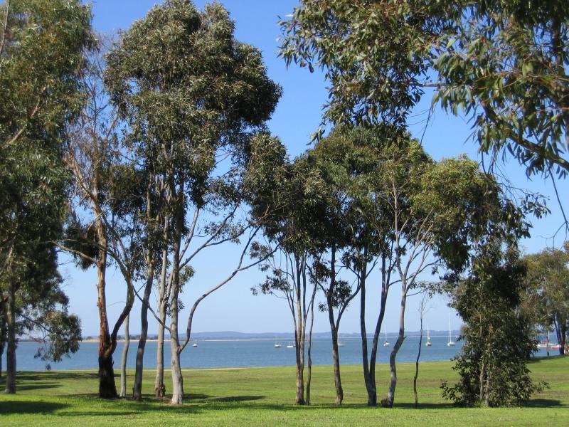 Hastings - Foreshore and Fred Smith Reserve, Marine Parade: View across reserve towards bay