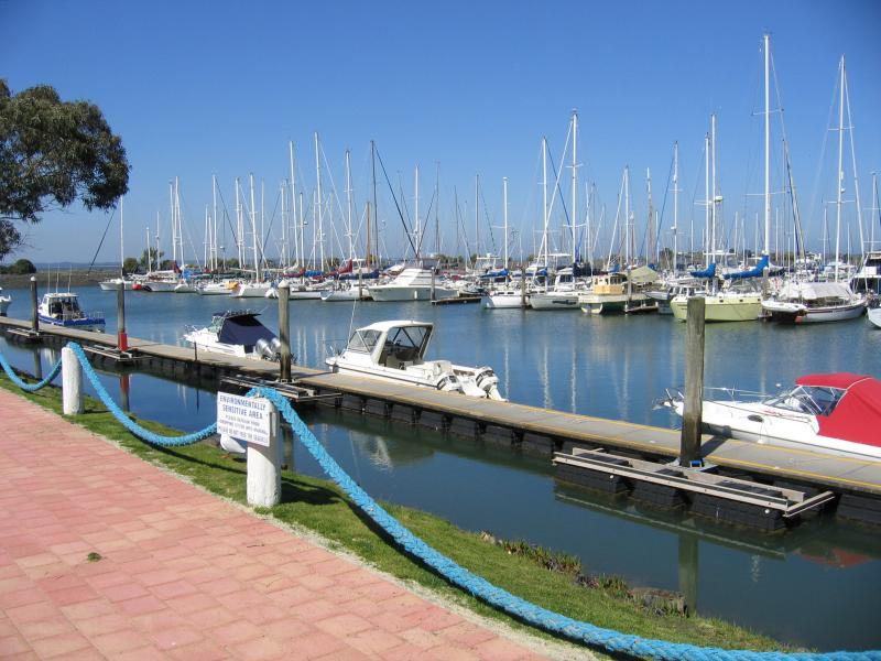 Hastings - Western Port Marina: View of marina from commercial outlets