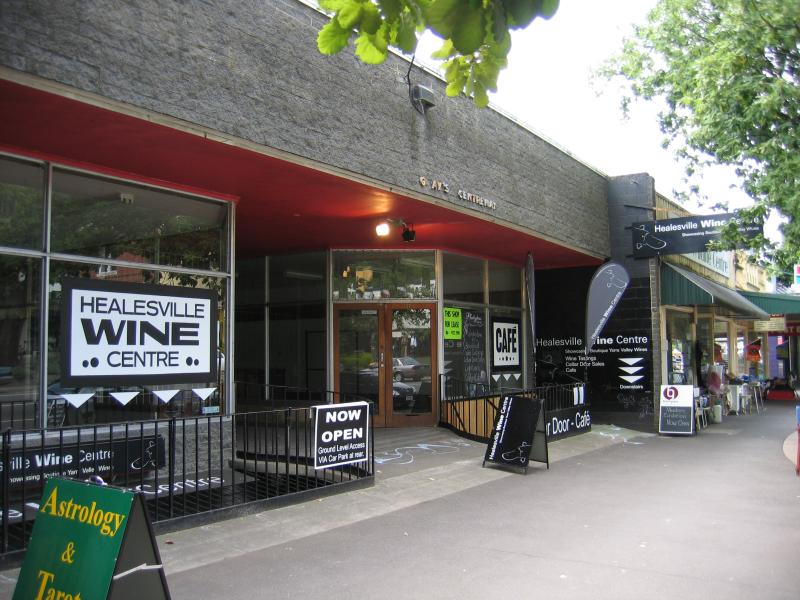 Healesville - Shops and commercial centre, Nicholson Street west of Badger Creek Road: Healesville Wine Centre, Nicholson St near Church St