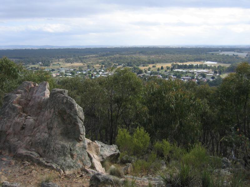 Heathcote - Viewing Rock, McIvor Range Reserve, Range Drive: View south-west from lookout towards town centre