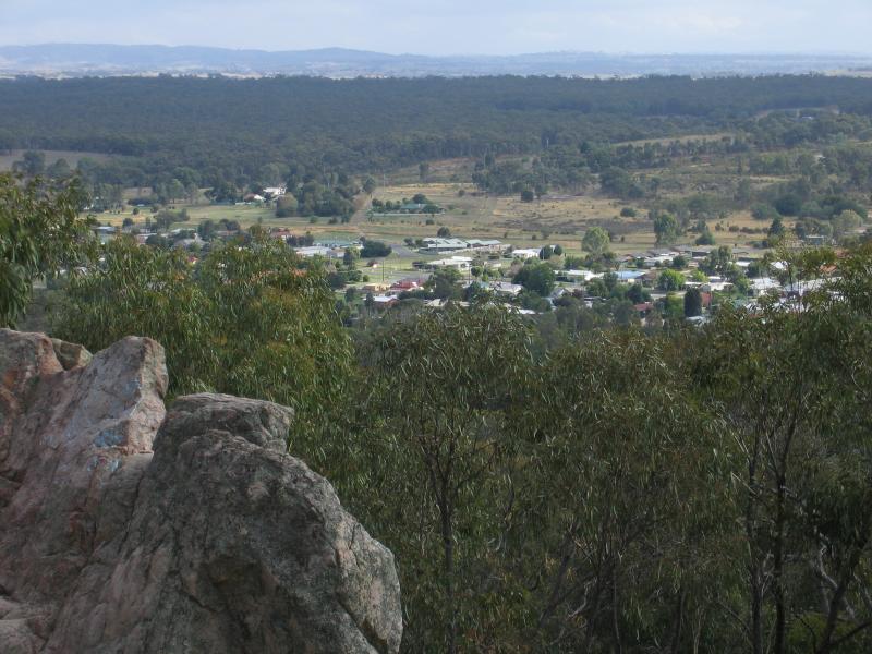 Heathcote - Viewing Rock, McIvor Range Reserve, Range Drive: View south-west from lookout towards town centre