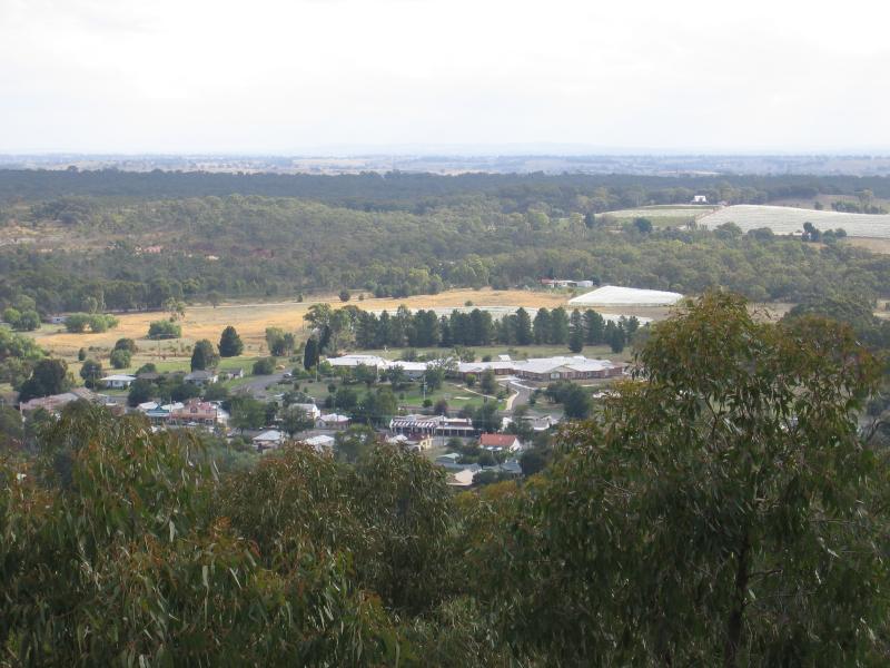 Heathcote - Viewing Rock, McIvor Range Reserve, Range Drive: View south-west from lookout towards town centre and hospital