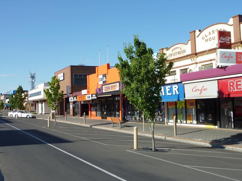 Horsham - Shops and commercial Centre, Firebrace Street and adjoining streets: View north along Firebrace St between Wilson St and Pynsent St