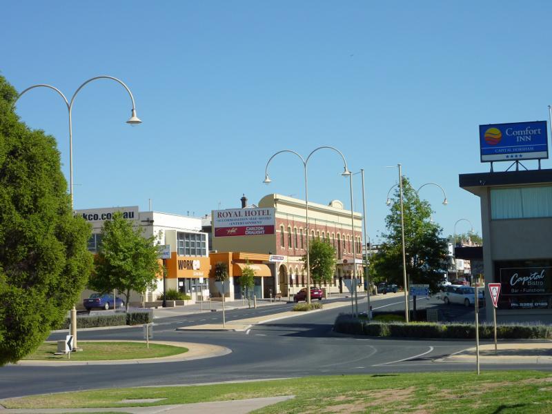 Horsham - Shops and commercial Centre, Firebrace Street and adjoining streets: View north along Firebrace St at Hamilton St