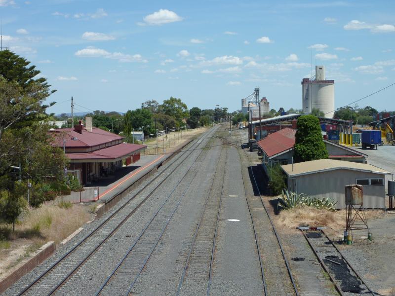 Horsham - Railway station, Railway Avenue: View west along railway line towards station from bridge at Urquhhart St