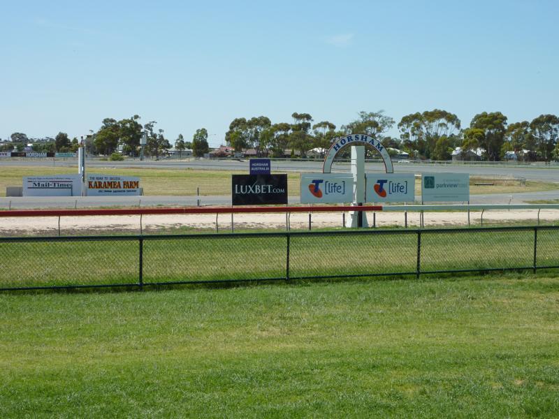 Horsham - Central Park and Horsham Racecourse: View east across racetrack opposite West Side Tabaret