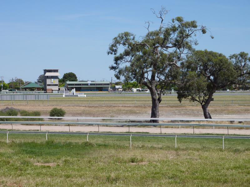 Horsham - Central Park and Horsham Racecourse: View west across racetrack towards West Side Tabaret from Park Dr