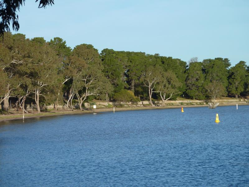 Horsham - Northern side of Green Lake, Western Highway, south-east of Horsham: Easterly view towards lake foreshore from boat ramp