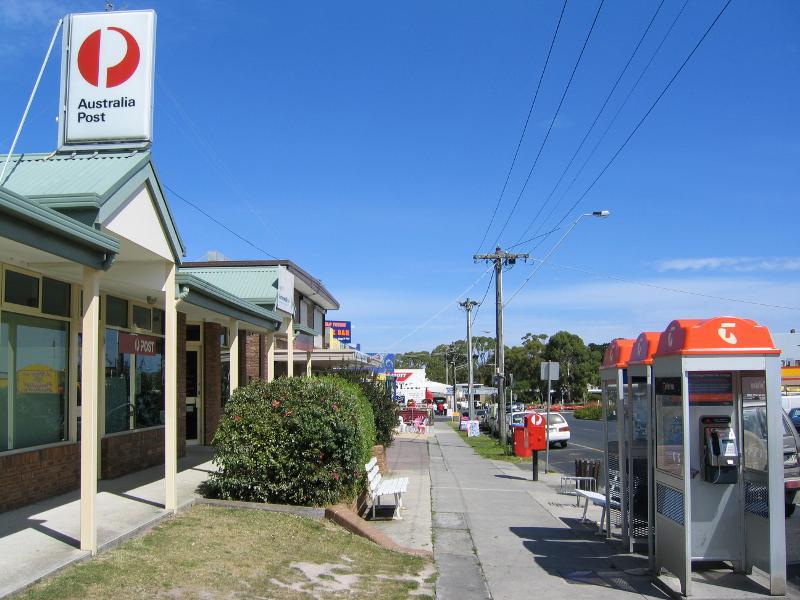 Inverloch - Shops and commercial centre, A'Beckett Street and Williams Street: Post office, view south along Williams St at High St