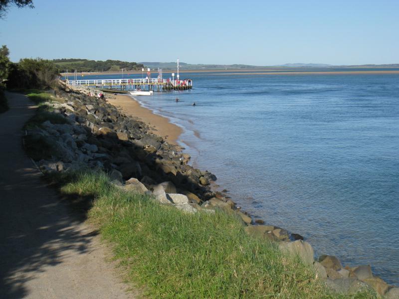 Inverloch - Inverloch Jetty, Anderson Inlet at Point Hughes - View east along Anderson Inlet towards jetty