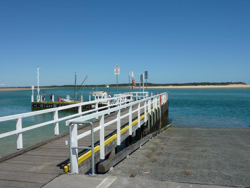 Inverloch - Inverloch Jetty, Anderson Inlet at Point Hughes: View along jetty and boat ramp