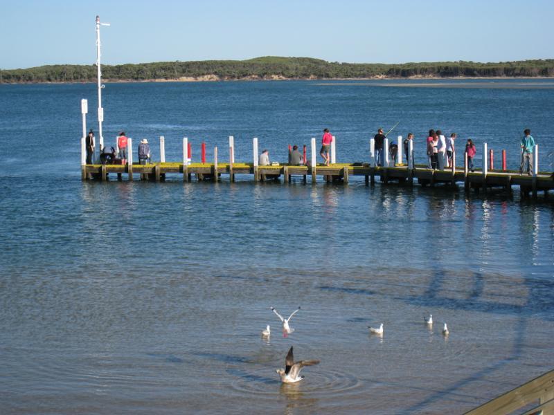 Inverloch - Inverloch Jetty, Anderson Inlet at Point Hughes: View across Anderson Inlet towards end of jetty