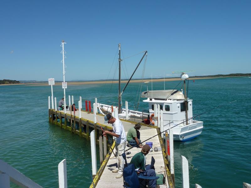 Inverloch - Inverloch Jetty, Anderson Inlet at Point Hughes: View along jetty towards its end
