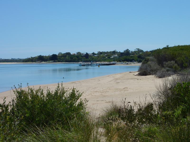 Inverloch - Beach and foreshore, The Esplanade at Cuttriss Street - View west along beach towards jetty