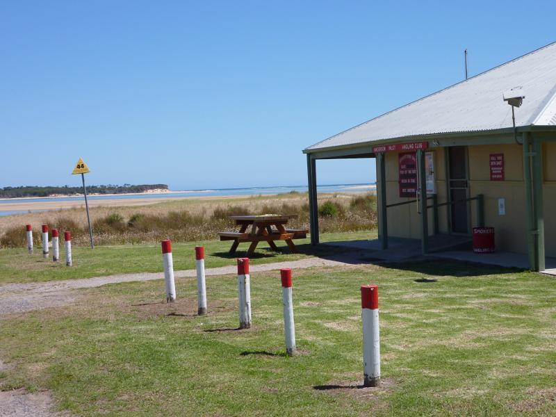Inverloch - Beach and foreshore, eastern end of The Esplanade: View of beach from Anderson Inlet Angling Club