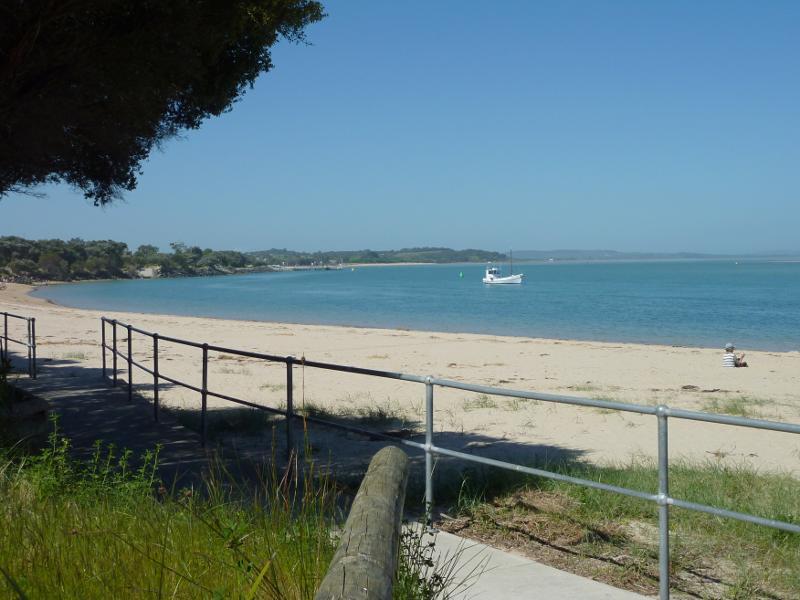 Inverloch - Beach along Ramsey Boulevard at Hillside Avenue: View east across Anderson Inlet