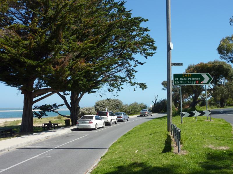 Inverloch - Beach along Ramsey Boulevard at Venus Street: View south-west along Ramsey Bvd towards Venus St