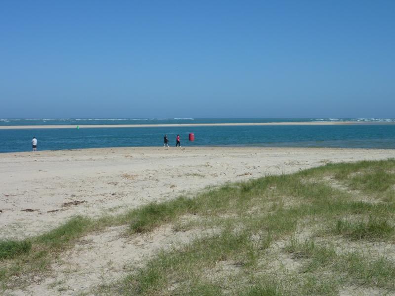 Inverloch - Beach along Ramsey Boulevard at Venus Street: View south-east across entrance to Anderson Inlet