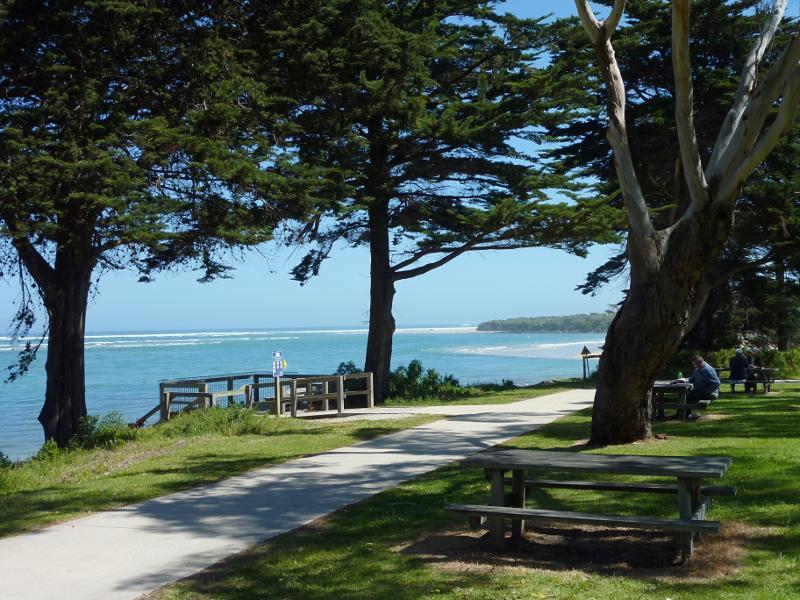 Inverloch - Beach along Ramsey Boulevard at Western Street: View south-west through picnic area