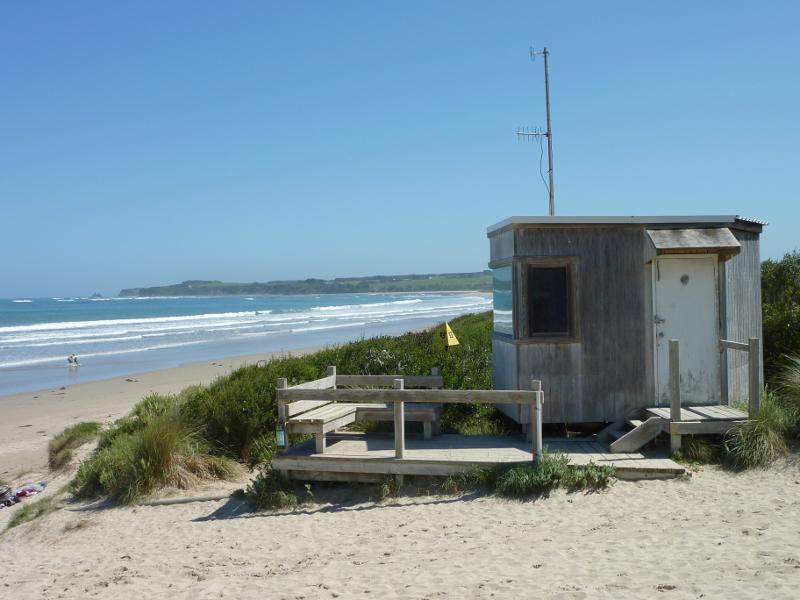 Inverloch - Beach at Inverloch Surf Life Saving Club, Surf Parade at Goroke Street: Viewing platform overlooking beach