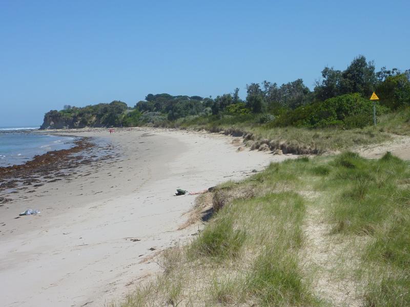 Inverloch - Bunurong Coastal Drive, south of RACV Resort: View south-west along beach