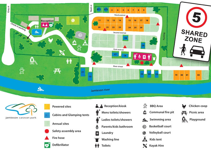 Jamieson Caravan Park - Park map