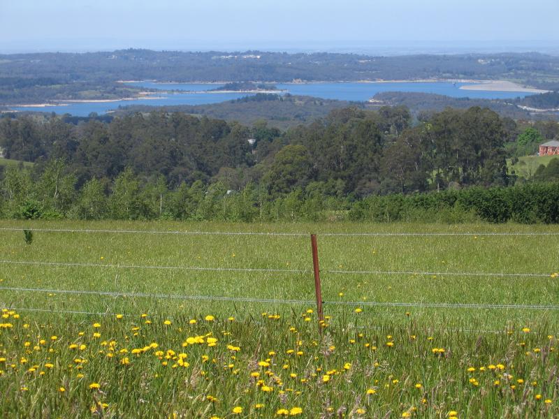 Kallista - Views from Gallemonda Park Road: View south towards Cardinia Reservoir from Gallemonda Park Road at Cardinia Ct