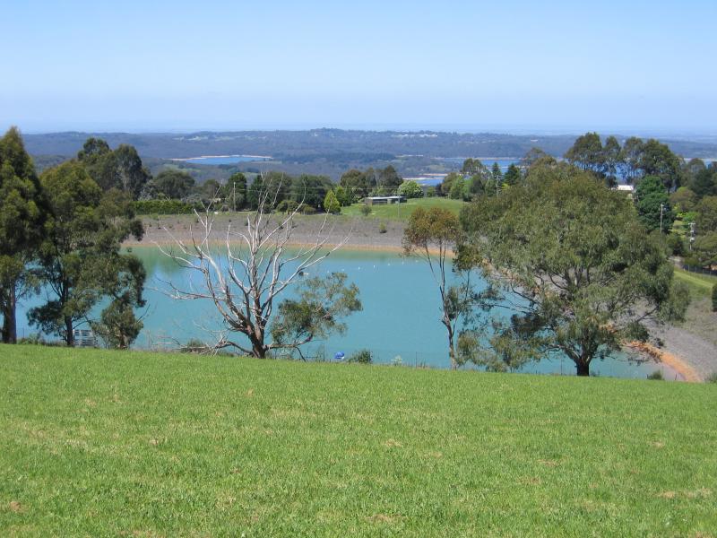 Kallista - Johns Hill Reserve, Ridge Road: View south to Johns Hill Reservoir with Cardinia Reservoir in background