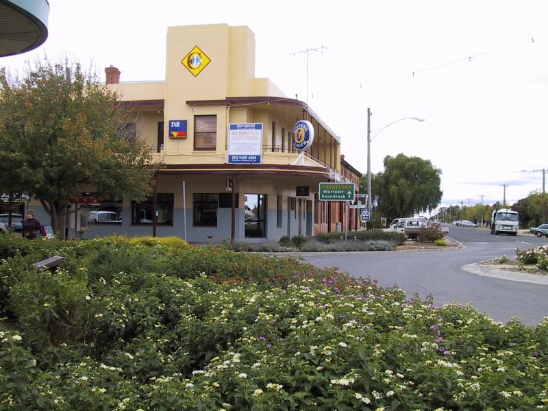Kerang - Commercial centre and shops, Wellington Street and Victoria Street: View east along Wellington St at Victoria St