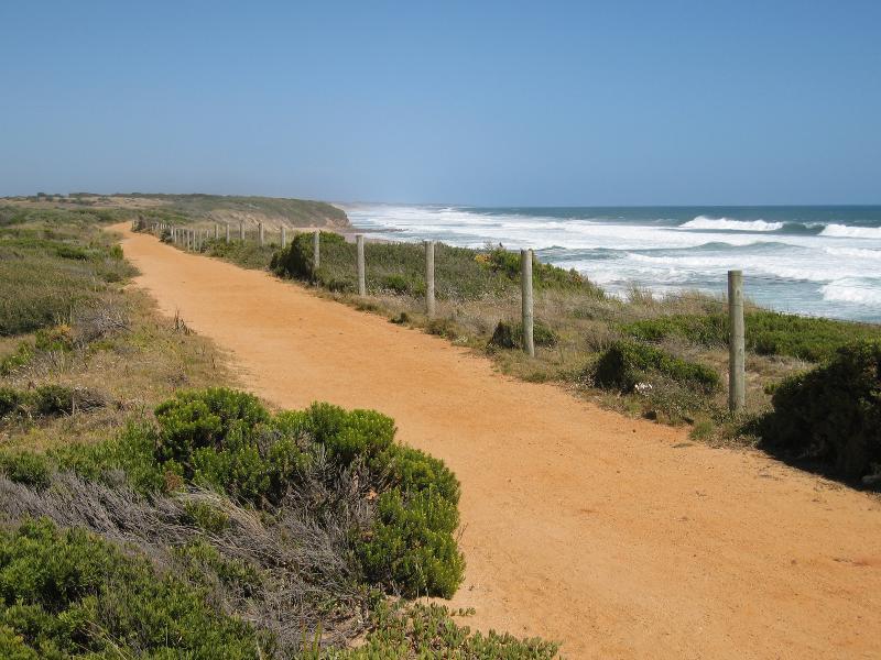 Kilcunda - Trestle Bridge and Bass Coast Rail Trail, Bass Highway around Bourne Creek: Rail trail along clifftop, east of Trestle Bridge