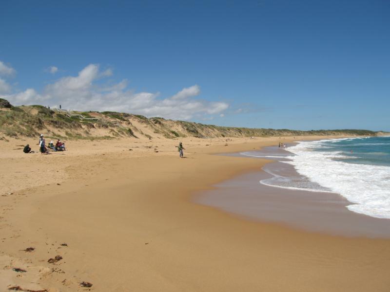 Kilcunda - Beach around Trestle Bridge: View south-east along beach on east side of Trestle Bridge