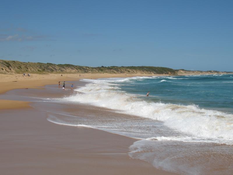 Kilcunda - Beach around Trestle Bridge: View south-east along beach on east side of Trestle Bridge